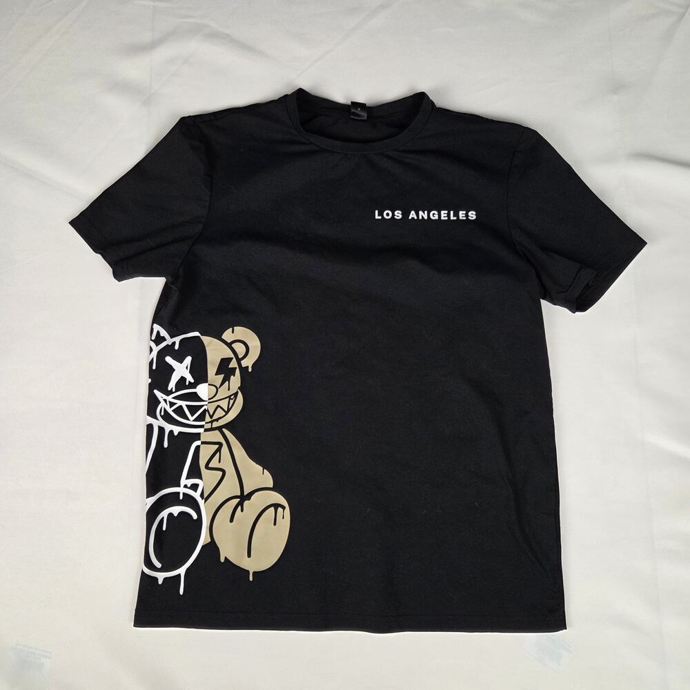 SHEIN Men's Distressed Bear Graphic T-Shirt S